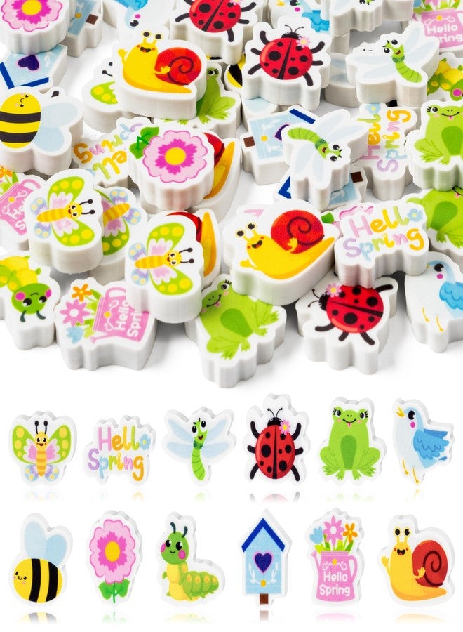 Yopyame 60PCS Spring Flower Butterfly Mini Eraser for Kids Bulk Assorted Novelty Tiny Pencil Eraser Cute Puzzle Eraser Desk Pet School Classroom Prize Student Homework Reward Gift Filling Party Favors - Image 1