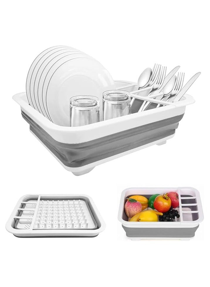 Master Gold Collapsible Silicone Drying Basket - Kitchen Drainer with Flexible Cutlery Organizer, Space Saver for Plates, Cups, Spoons - Perfect for Small Kitchens, RVs, and Picnics  - Image 1