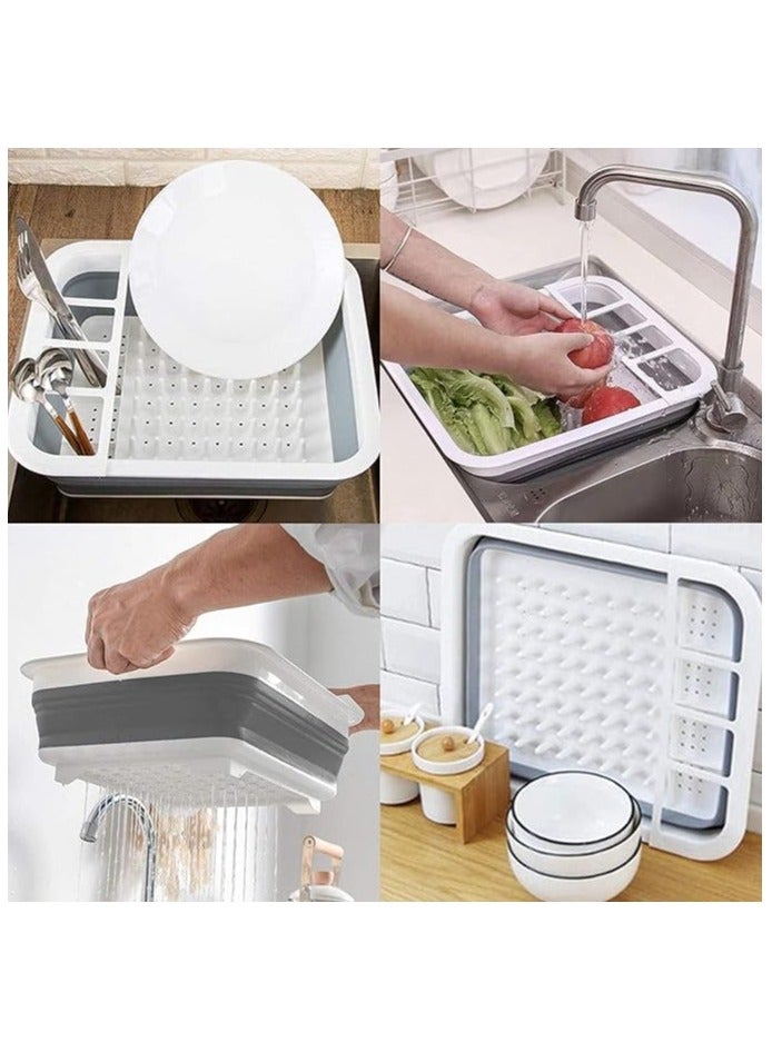 Master Gold Collapsible Silicone Drying Basket - Kitchen Drainer with Flexible Cutlery Organizer, Space Saver for Plates, Cups, Spoons - Perfect for Small Kitchens, RVs, and Picnics  - Image 4
