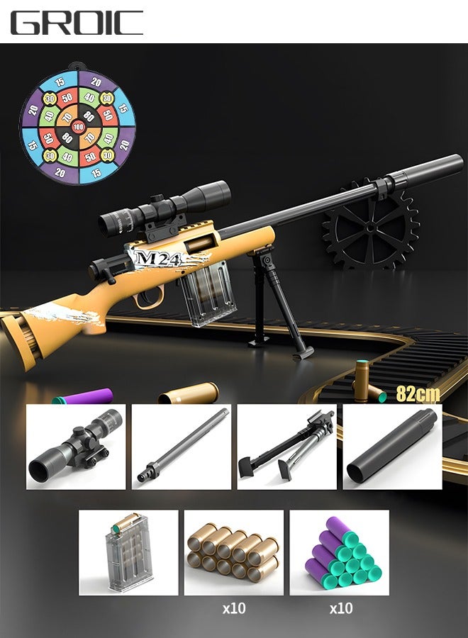 GROIC Toy Gun Soft Bullets Education Toy,Sniper Rifle Blaster Gun M24,Double Mirror Effect Toy Sniper Guns,DIY Toy with Rich Accessories ,Shooting Games Toys for Kids - Image 1