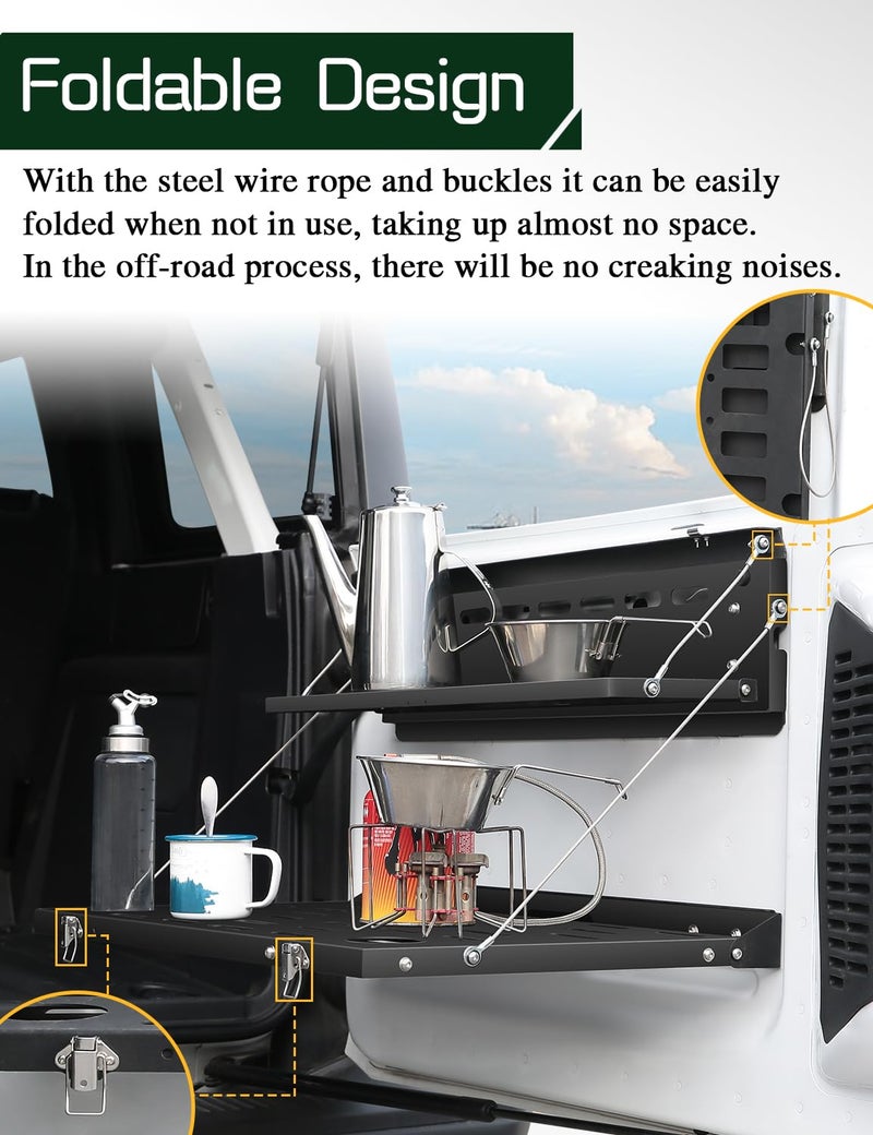 JROAD Bronco Single Layer Tailgate Rack for 2021 2022 Ford Bronco 2/4 Door Rear Foldable Cargo Shelf, - Image 3