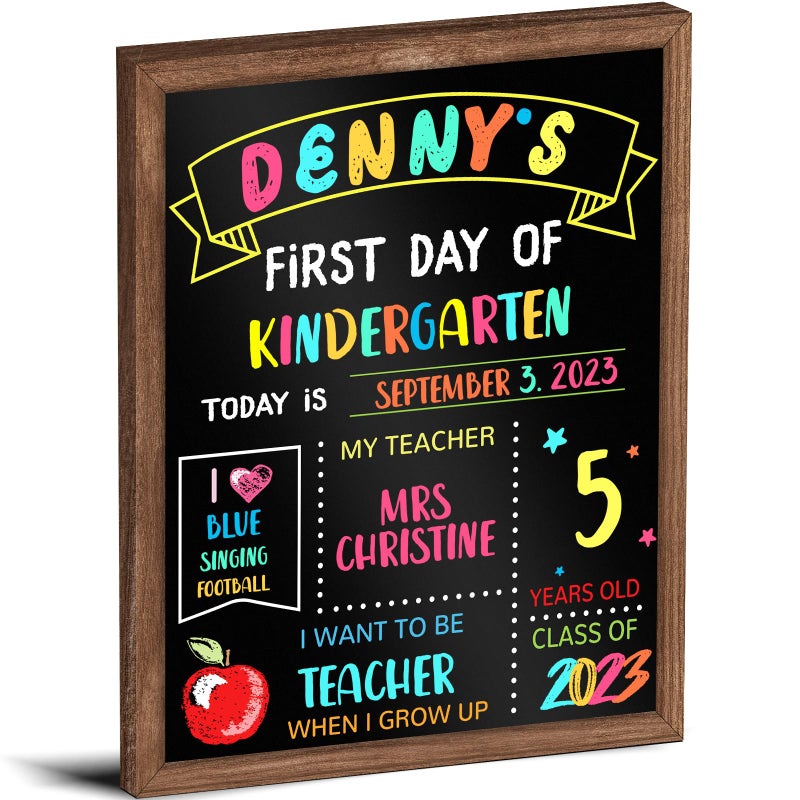 ABERLLS First & Last Day of School Board, 11 x14 Inch Double Sided Back to School Sign for Kids Girls Boys, My 1st Day of Schools Chalkboard Sign, Wooden 1st Day Boards of Preschool Kindergarten - Image 1