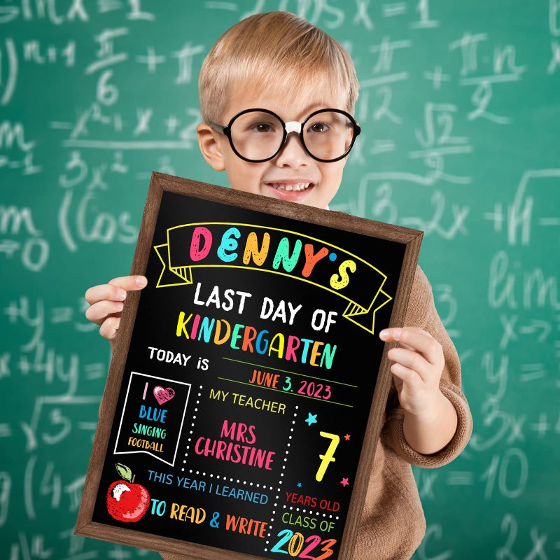 ABERLLS First & Last Day of School Board, 11 x14 Inch Double Sided Back to School Sign for Kids Girls Boys, My 1st Day of Schools Chalkboard Sign, Wooden 1st Day Boards of Preschool Kindergarten - Image 4