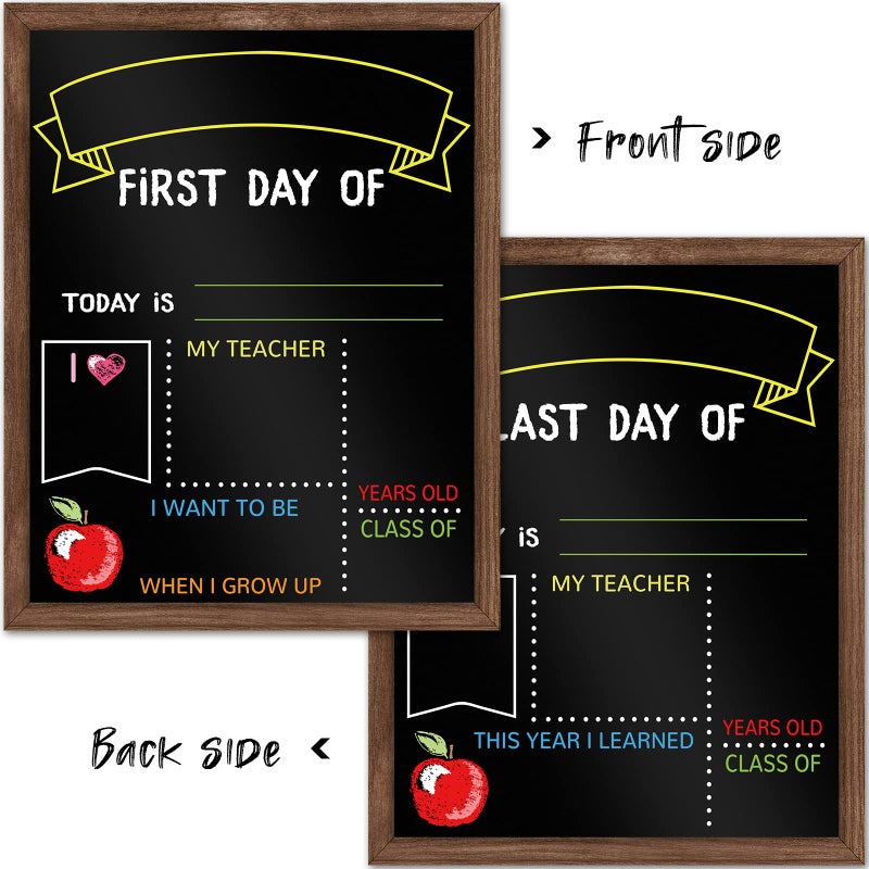ABERLLS First & Last Day of School Board, 11 x14 Inch Double Sided Back to School Sign for Kids Girls Boys, My 1st Day of Schools Chalkboard Sign, Wooden 1st Day Boards of Preschool Kindergarten - Image 2