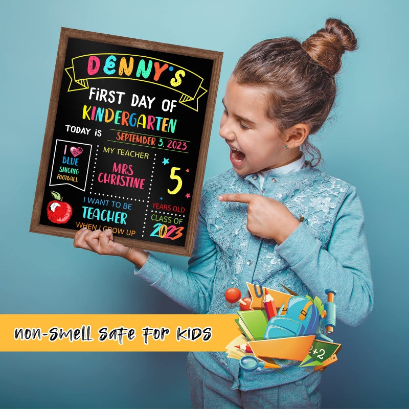 ABERLLS First & Last Day of School Board, 11 x14 Inch Double Sided Back to School Sign for Kids Girls Boys, My 1st Day of Schools Chalkboard Sign, Wooden 1st Day Boards of Preschool Kindergarten - Image 5
