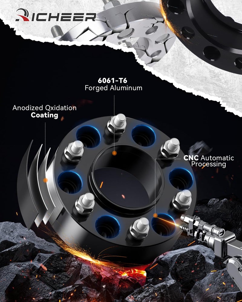 Richeer 2 Inch 6x5.5 Hubcentric Wheel Spacer for Silverado Sierra 1500, 6 Lug 6x139.7mm Wheel Spacers with 14x1.5 Studs & 78.1mm Bore for Tahoe Suburban Avalanche Express Yukon - Image 4