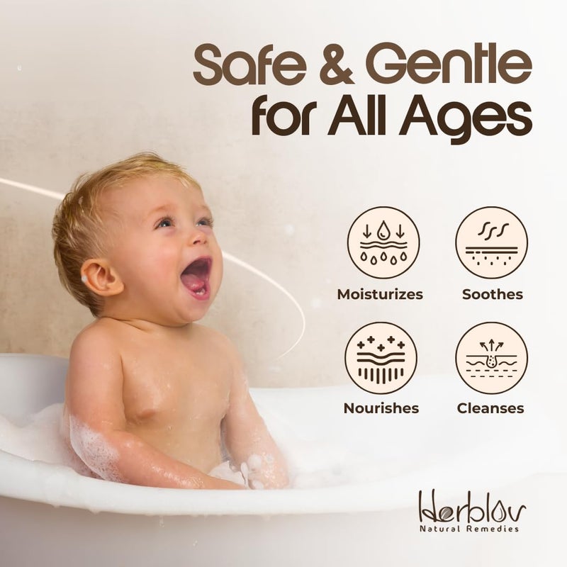 Herblov صابون الشوفان الطبيعي صابون الشوفان بالعسل وحليب الماعز لغسل الوجه والجسم لتهيج الجلد الأكزيما الصدفية البشرة الجافة والحساسة غير المعطرة رائع للأطفال والرضع مصنوع يدويًا في الولايات المتحدة - Image 2