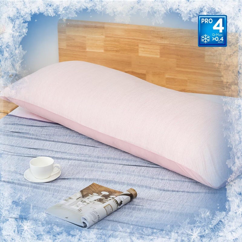  هومفين هومفين تبريد وسادة حجم الجسم - الجانب المزدوج Q -Max 0.439 ألياف التبريد لحامي وسادة تغطية وسادة طويلة بارد للعرق النائم الساخن سحاب 1 حزمة (20 "" x54 "الوردي) - Image 2