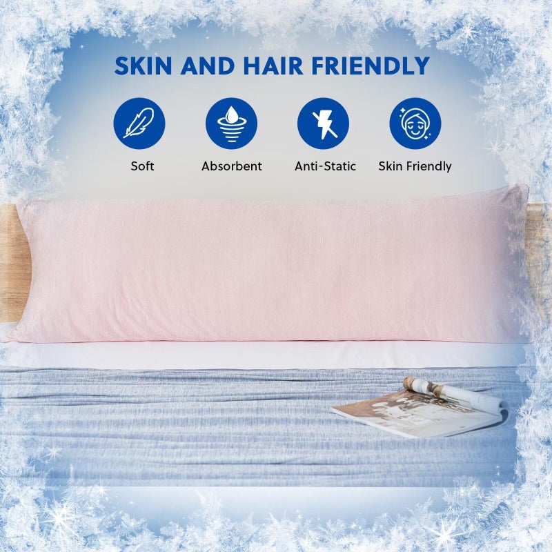  هومفين هومفين تبريد وسادة حجم الجسم - الجانب المزدوج Q -Max 0.439 ألياف التبريد لحامي وسادة تغطية وسادة طويلة بارد للعرق النائم الساخن سحاب 1 حزمة (20 "" x54 "الوردي) - Image 3