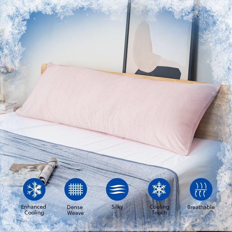  هومفين هومفين تبريد وسادة حجم الجسم - الجانب المزدوج Q -Max 0.439 ألياف التبريد لحامي وسادة تغطية وسادة طويلة بارد للعرق النائم الساخن سحاب 1 حزمة (20 "" x54 "الوردي) - Image 4