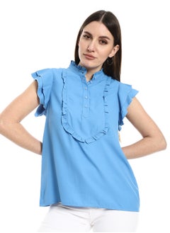 Classic cut blouse in Sky blue with a cut on the chest - pzsku/Z072604D2B9FDE372B14CZ/45/_/1709978871/6efb082b-f773-44cb-8fac-dd2d79565d84