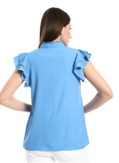 Classic cut blouse in Sky blue with a cut on the chest - pzsku/Z072604D2B9FDE372B14CZ/45/_/1709978871/c1871675-013e-4661-a3c6-74b71f7983b6