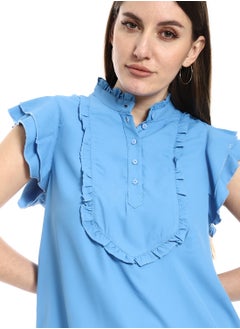 Classic cut blouse in Sky blue with a cut on the chest - pzsku/Z072604D2B9FDE372B14CZ/45/_/1709978872/71729183-2a11-4d69-b9eb-81dba66f089d