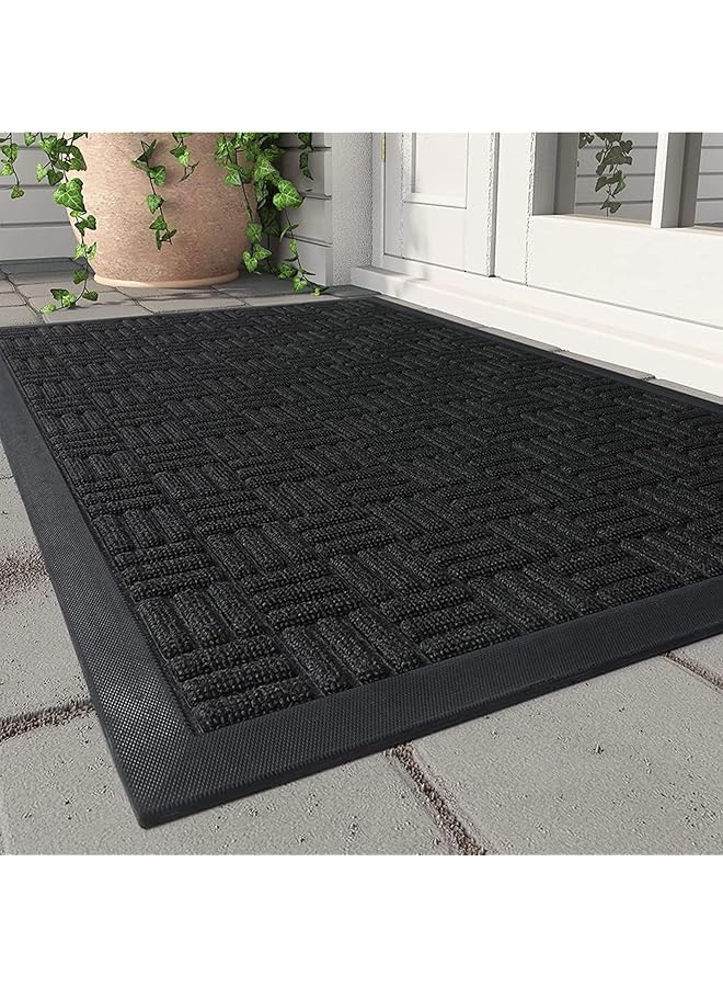 The Bros Door Mats 60 * 90cm, Waterproof Front Doormats for Outdoor Indoor Entrance,Non Slip Rubber Rug Welcome Mat,Stain and Fade Resistant Shoe Mat for Home,Office,Patio,Restaurant Inside Outside (Black) - Image 1