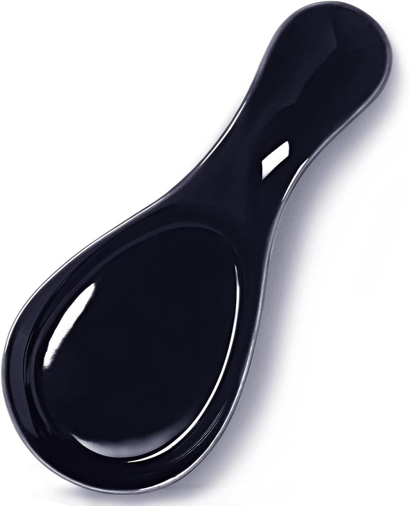 GDCZ Porcelain Spoon Rest - Large Spoon Holder Utensil Rest for Kitchen Counter Stove Top, Dishwasher Safe (Navy-Black) - Image 1