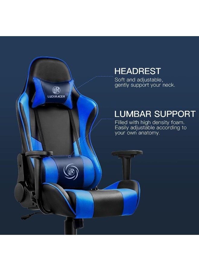 Comfynest Ergonomic Gaming Chair, Adjustable High-Back PU Leather Office Chair with Lumbar Support, Armrests, and Headrest for Ultimate Comfort (Blue) - Image 4