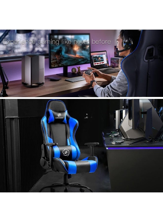 Comfynest Ergonomic Gaming Chair, Adjustable High-Back PU Leather Office Chair with Lumbar Support, Armrests, and Headrest for Ultimate Comfort (Blue) - Image 5