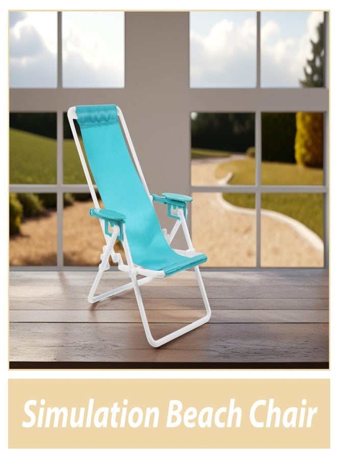 Sewroro Miniature Folding Beach Chair, Dollhouse Furniture Accessories, Plastic Lounge Chair Prop, Simulated Beach Model, 6.57 x 4.76 x 4.52 Inches - Image 2