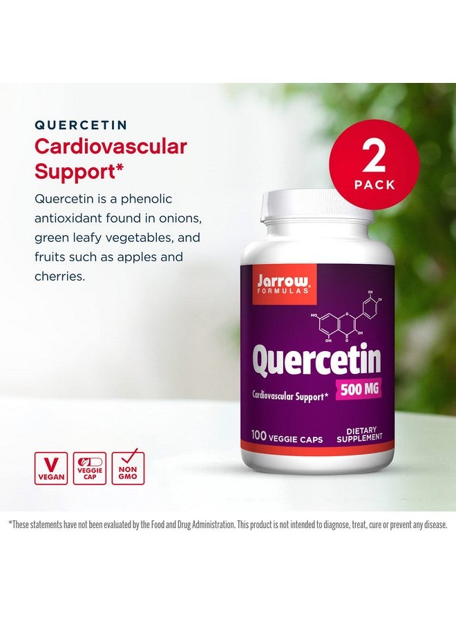 Jarrow Formulas Quercetin 500 mg - 100 Veggie Caps, Pack of 2 - Supports Antioxidant Status, Cardiovascular Health & Immune Health - 200 Total Servings - Image 3