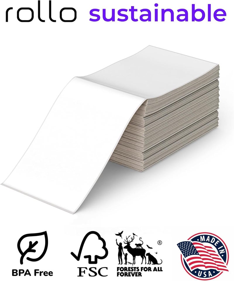 ROLLO Direct Thermal Shipping Labels - Pack of 500 4x6 Thermal Labels Fanfold - Perforated and Strong Adhesive (Commercial Grade) - Image 3
