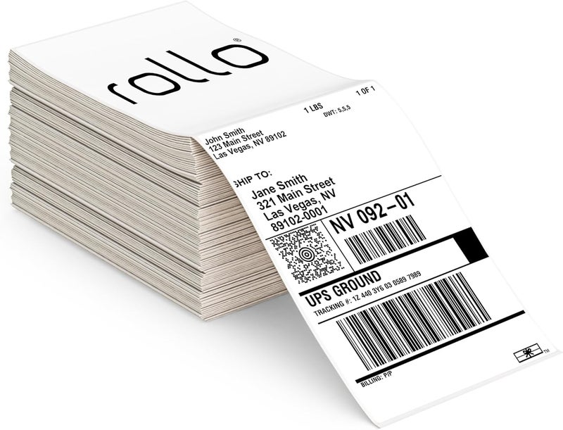 ROLLO Direct Thermal Shipping Labels - Pack of 500 4x6 Thermal Labels Fanfold - Perforated and Strong Adhesive (Commercial Grade) - Image 1