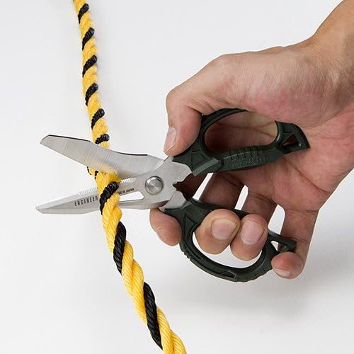 ENGINEER PH-55 Compact Electrician Scissors with 4-in-1 Multi-Function Blade - cuts Carpet, Leather, Solid Copper Wire, Insulated cable, CDs, Thick Rope & More (Made in Japan) - Image 4