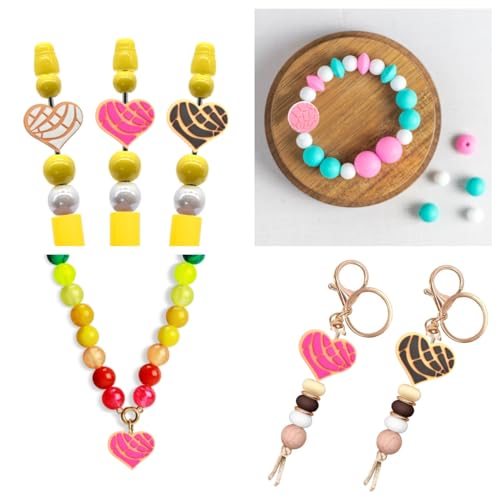 Ibuclein 20PCS/Set Silicone Focal Bead Concha Cute Loose Beads Heart Valentine Day Focal Beads Accessory for DIY Keychains Bracelet Necklace Pens Lanyard Making - Image 4