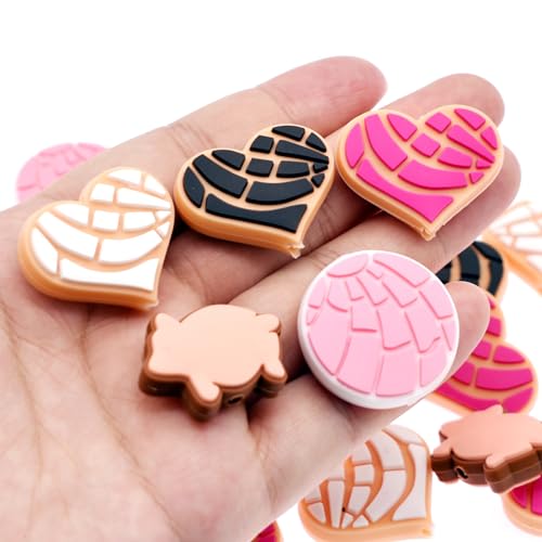Ibuclein 20PCS/Set Silicone Focal Bead Concha Cute Loose Beads Heart Valentine Day Focal Beads Accessory for DIY Keychains Bracelet Necklace Pens Lanyard Making - Image 2