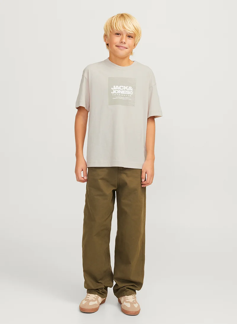 جاك وجونز جونيور Kids Logo Print Crew Neck T-Shirt