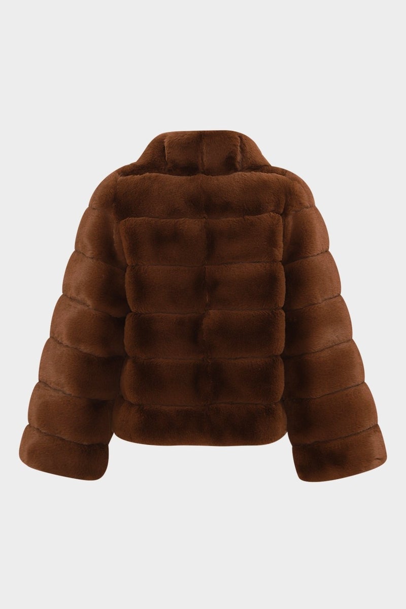 Açelya Okcu AÇELYAOKCU Premium Stand Collar Women's Rex Faux Fur Jacket  - Image 2