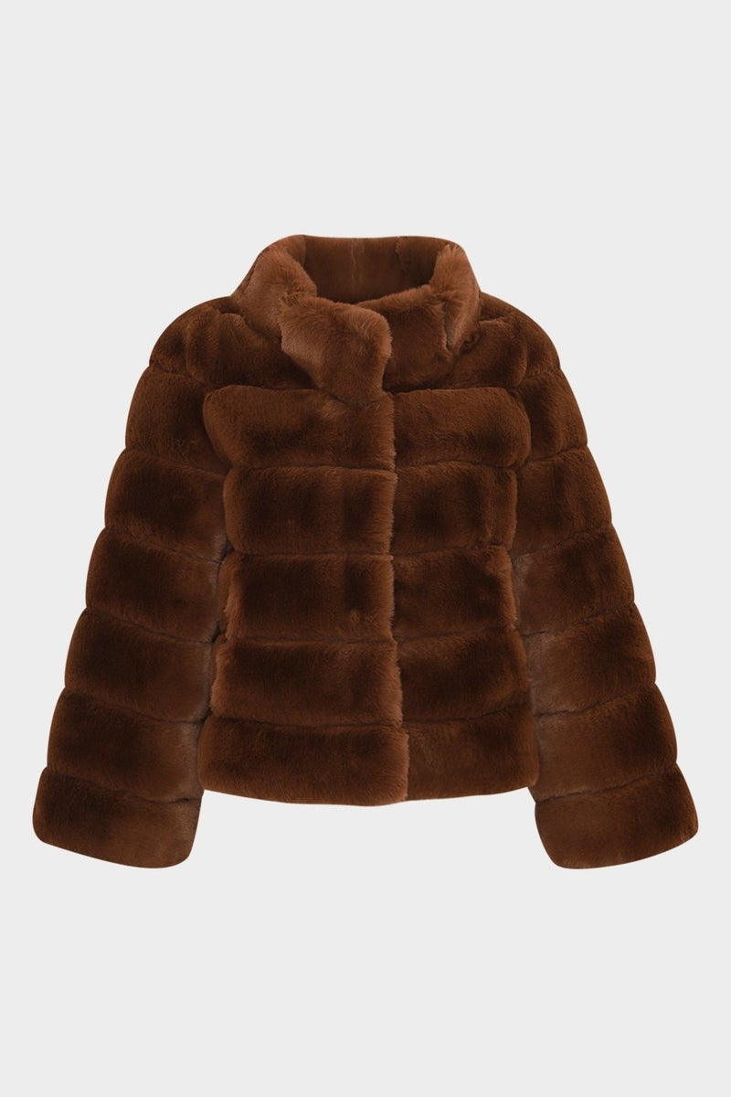 Açelya Okcu AÇELYAOKCU Premium Stand Collar Women's Rex Faux Fur Jacket  - Image 1