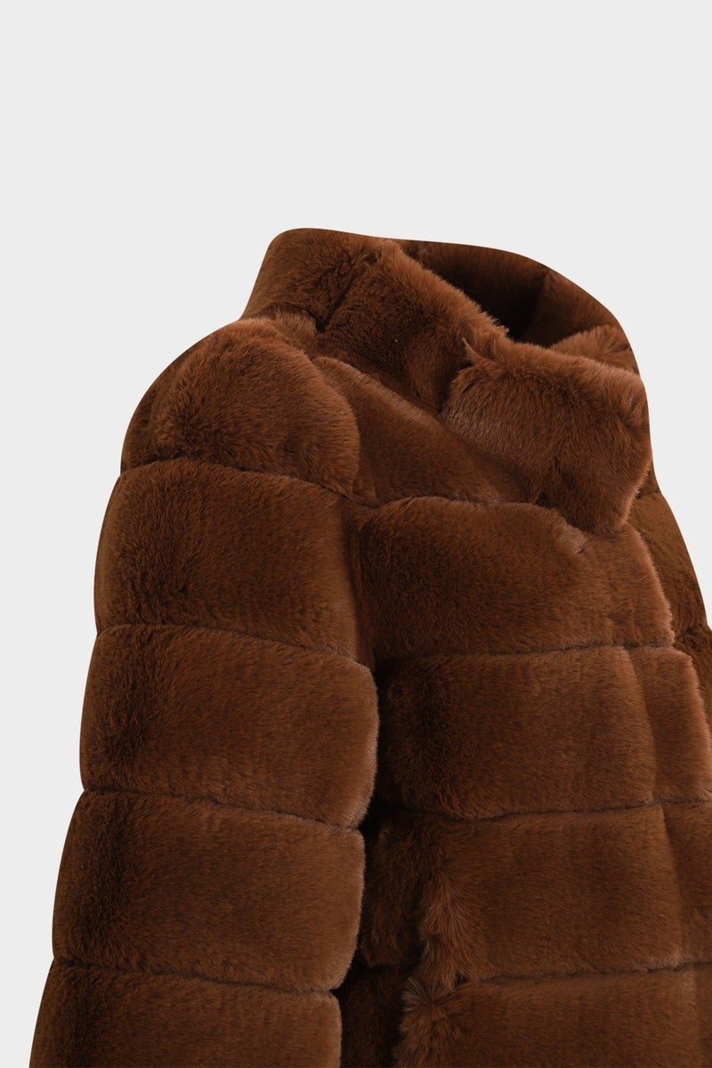 Açelya Okcu AÇELYAOKCU Premium Stand Collar Women's Rex Faux Fur Jacket  - Image 3
