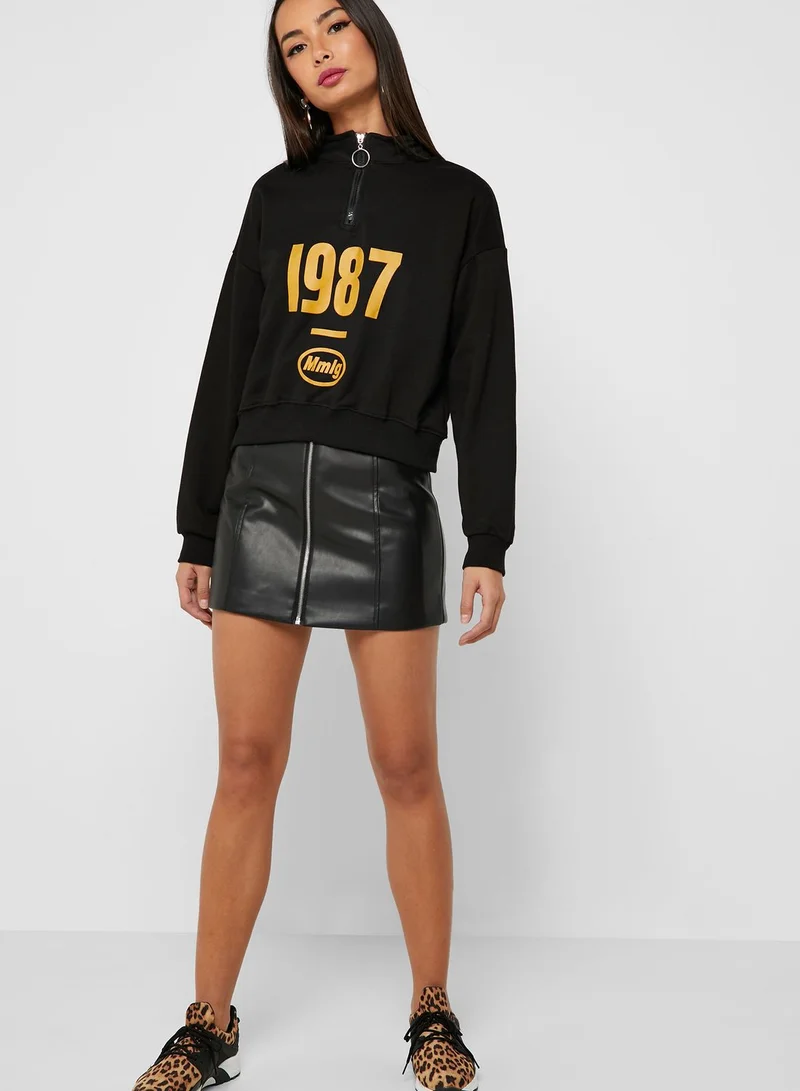 Ginger Varsity Zip Neck Sweatshirt