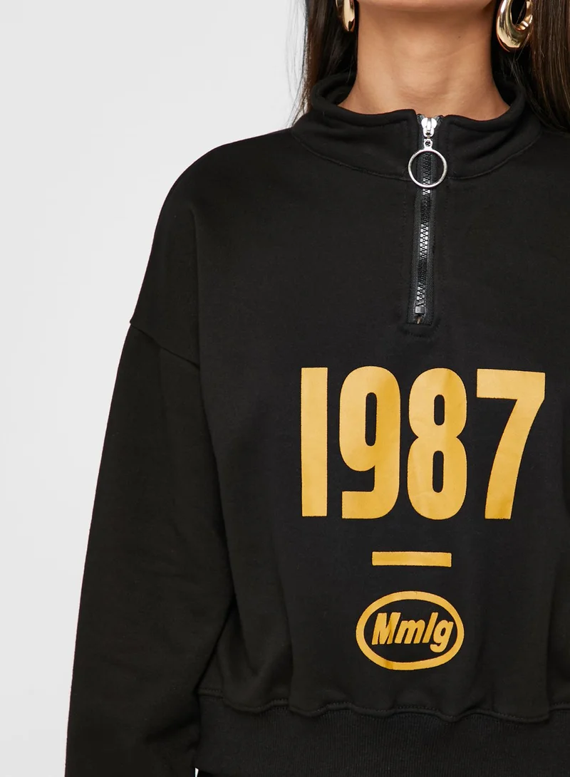Ginger Varsity Zip Neck Sweatshirt