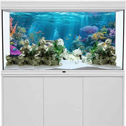 iTapnoom Ocean Floor Aquarium Background, Underwater Tropical Fish Coral Reef Aquatic Nature Plant Fish Tank Backdrop Decor, Polyester Fabric with 6 EVA Double-Sided Tapes 48x24 inches/120x60cm - Image 4