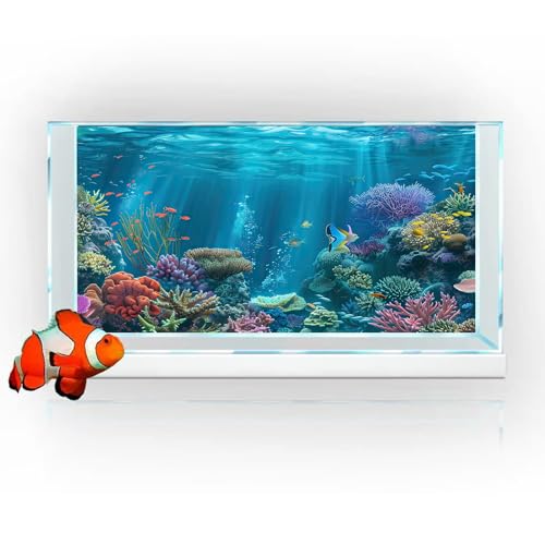 iTapnoom Ocean Floor Aquarium Background, Underwater Tropical Fish Coral Reef Aquatic Nature Plant Fish Tank Backdrop Decor, Polyester Fabric with 6 EVA Double-Sided Tapes 48x24 inches/120x60cm - Image 5