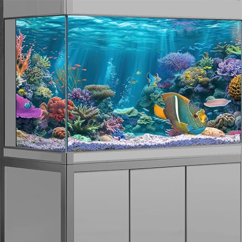 iTapnoom Ocean Floor Aquarium Background, Underwater Tropical Fish Coral Reef Aquatic Nature Plant Fish Tank Backdrop Decor, Polyester Fabric with 6 EVA Double-Sided Tapes 48x24 inches/120x60cm - Image 2