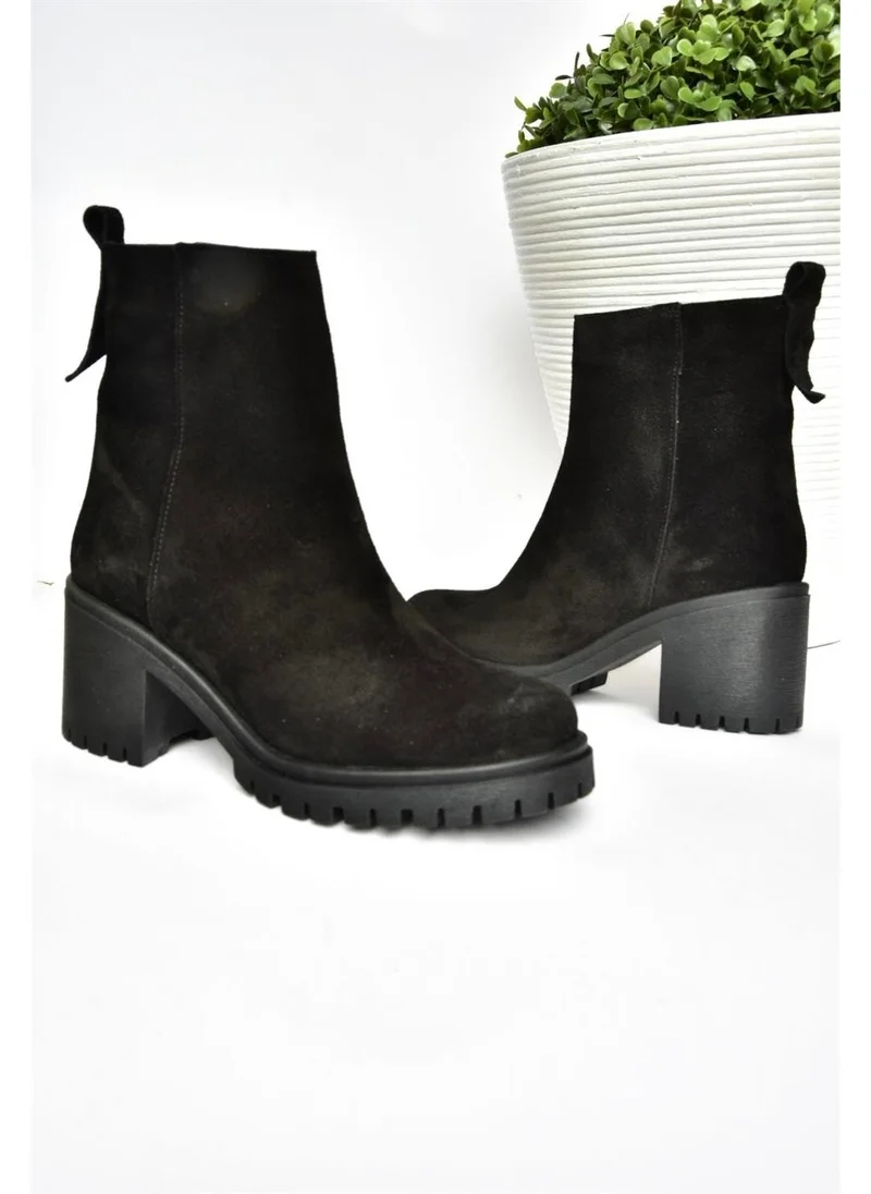 Fox Shoes R654006502 Black Suede Thick Heeled Women's Boots