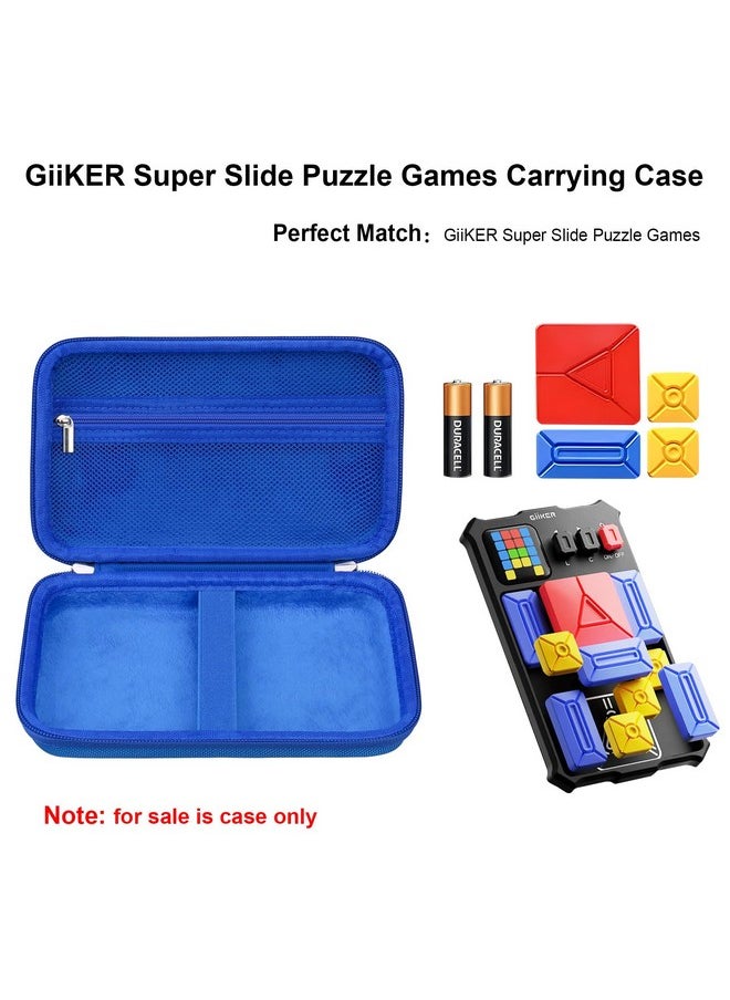 Elonbo - Carrying Case For Giiker Super Slide Puzzle Games Challenges Brain Teaser Puzzle Storage Holder Kids Teens Stem Toys Flow Slider Puzzle Game Travel Bag Mesh Pocket Fits Sliding Tiles Blue - Image 1