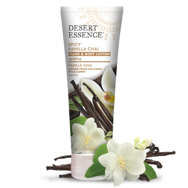 Desert Essence Spicy Vanilla Chai Hand & Body Lotion, Uplifting, Smoothes & Softens Skin, No Greasy Residue, Aloe Vera, Shea Butter, Vitamin E, 8 Fl Oz - Image 2