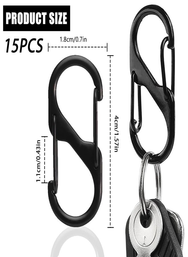 YUISI 15Pcs Dual Hook S-Shape Carabiner Clip Keyrings - 40mm Zinc Alloy Multi-Purpose Keychain Hook for Bags, Gardening, Camping & Outdoo | Quick Release Design Hooks Keychain - Image 5