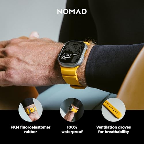 NOMAD Apple Watch Sport Band Rocky Point Sol Yellow 4549mm Apple Watch Band with Natural Titanium Hardware Adventurous Rugged for Men and Women - Image 3