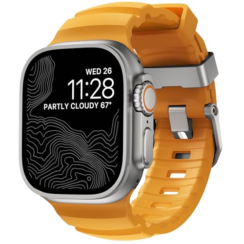 NOMAD Apple Watch Sport Band Rocky Point Sol Yellow 4549mm Apple Watch Band with Natural Titanium Hardware Adventurous Rugged for Men and Women - Image 1