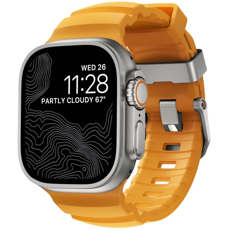 NOMAD Apple Watch Sport Band Rocky Point Sol Yellow 4549mm Apple Watch Band with Natural Titanium Hardware Adventurous Rugged for Men and Women - Image 2