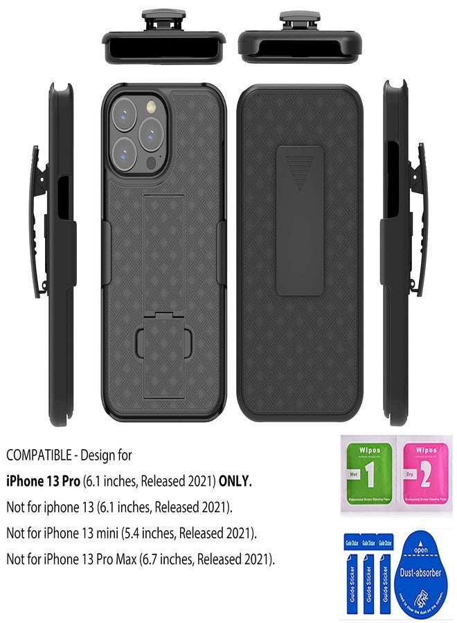 Ailiber Compatible with iPhone 13 Pro Case, iPhone 13 Pro Holster with Screen Protector, Swivel Belt Clip, Kickstand Holder, Slim Shockproof Shell Slide Pouch Phone Case for iPhone 13 Pro 6.1 in-Black - Image 2