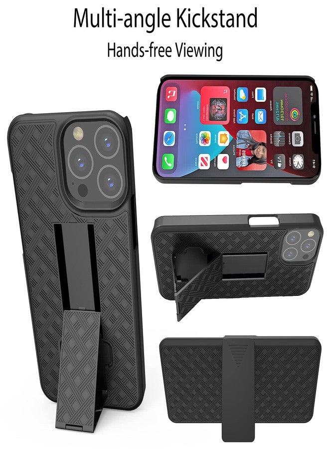 Ailiber Compatible with iPhone 13 Pro Case, iPhone 13 Pro Holster with Screen Protector, Swivel Belt Clip, Kickstand Holder, Slim Shockproof Shell Slide Pouch Phone Case for iPhone 13 Pro 6.1 in-Black - Image 4
