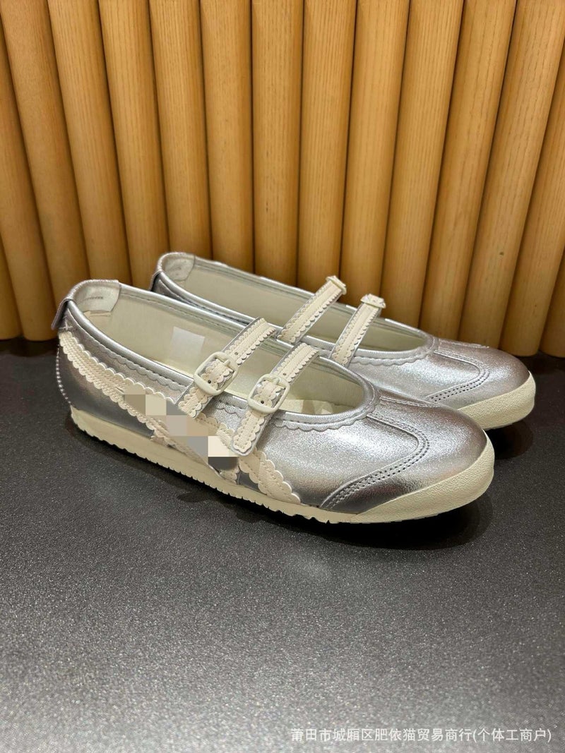 Tiger TGRS Mary Jane Ballet Flats for Women - Calfskin Leather, Low Heel, Round Toe, Sparkle Princess Style, Lightweight Casual Shoes