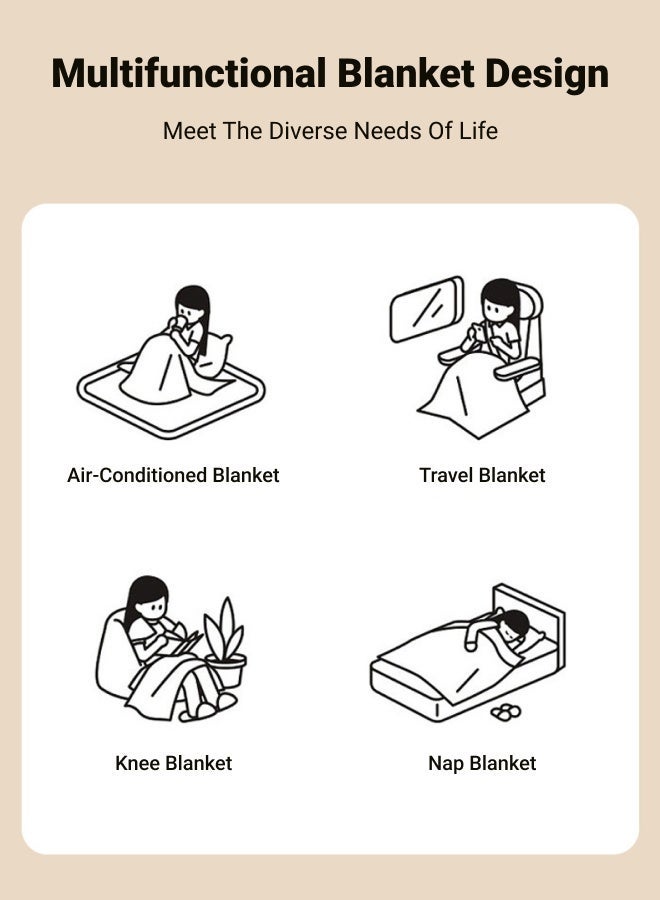 Polyester winter blanket. Dimensions: 200 x 150 cm - Soft and comfortable, suitable as a nap blanket, air-conditioning blanket, decorative throw, sofa blanket or travel blanket - Cream white - Image 4