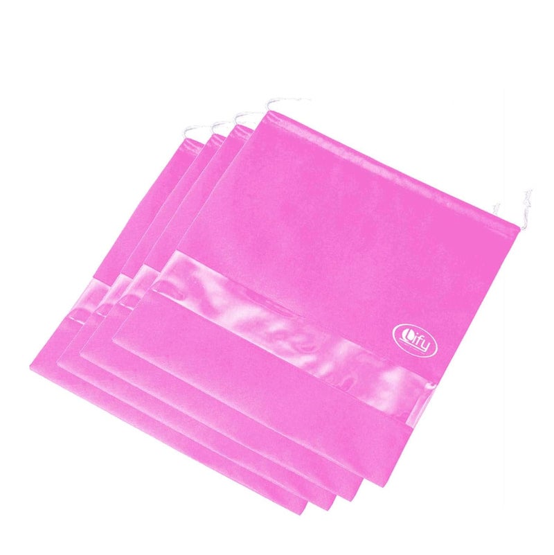 Lify حقيبة غطاء غبار بسحاب غير منسوجة 20"x20" مع نافذة شفافة لحقائب اليد والمحافظ والأحذية - عبوة 4 قطع (وردي) - Image 1