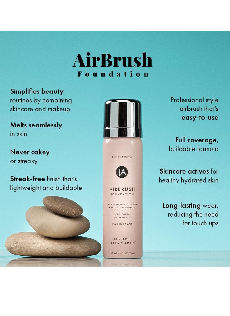 Jerome Alexander MagicMinerals AirBrush Foundation by Jerome Alexander – 2pc Set with Airbrush Foundation and Kabuki Brush - Spray Makeup with Anti-aging Ingredients for Smooth Radiant Skin - Light  - Image 3